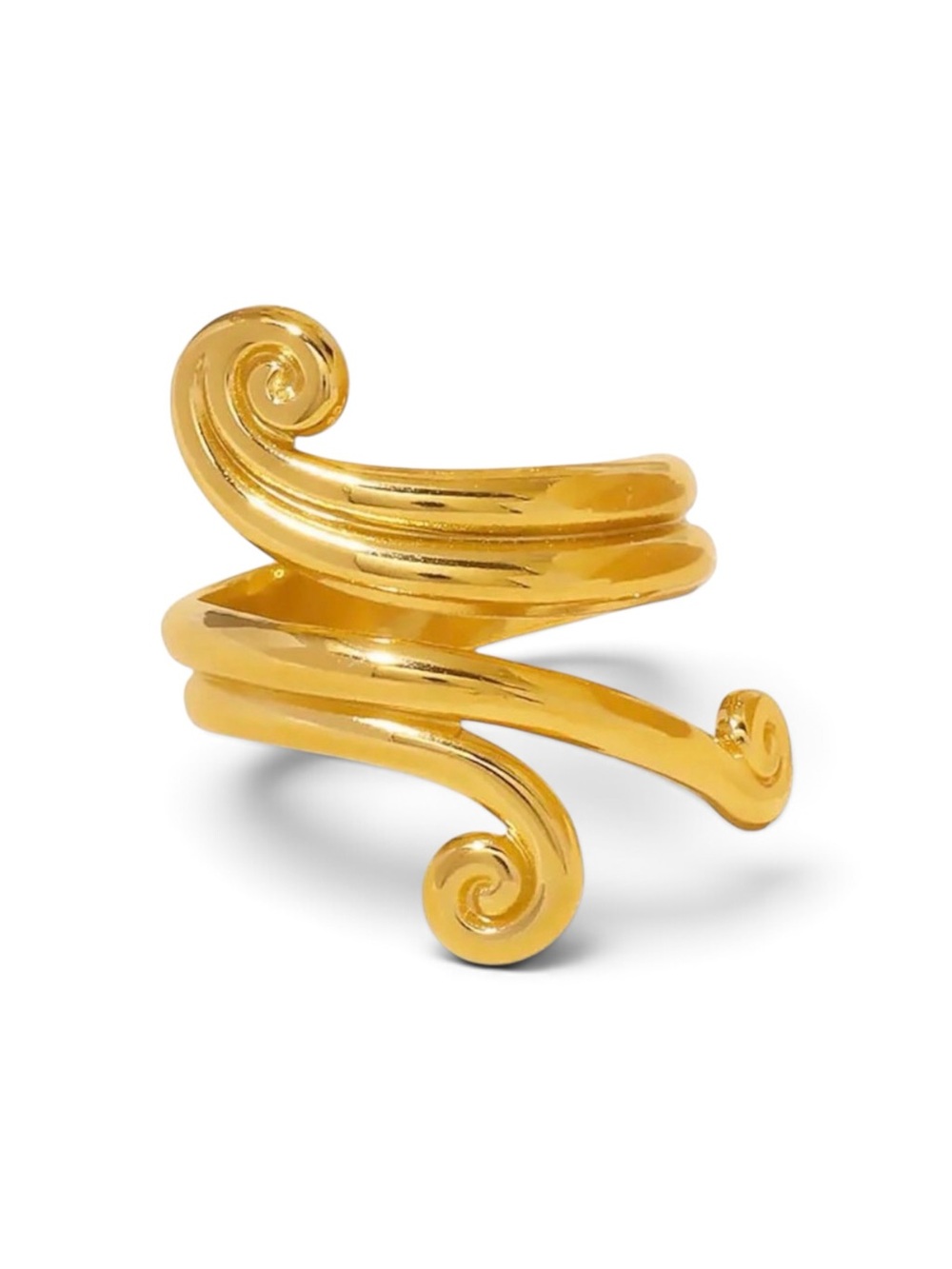 18k Gold plated very unique Spiral design Statement adjustable Ring for women